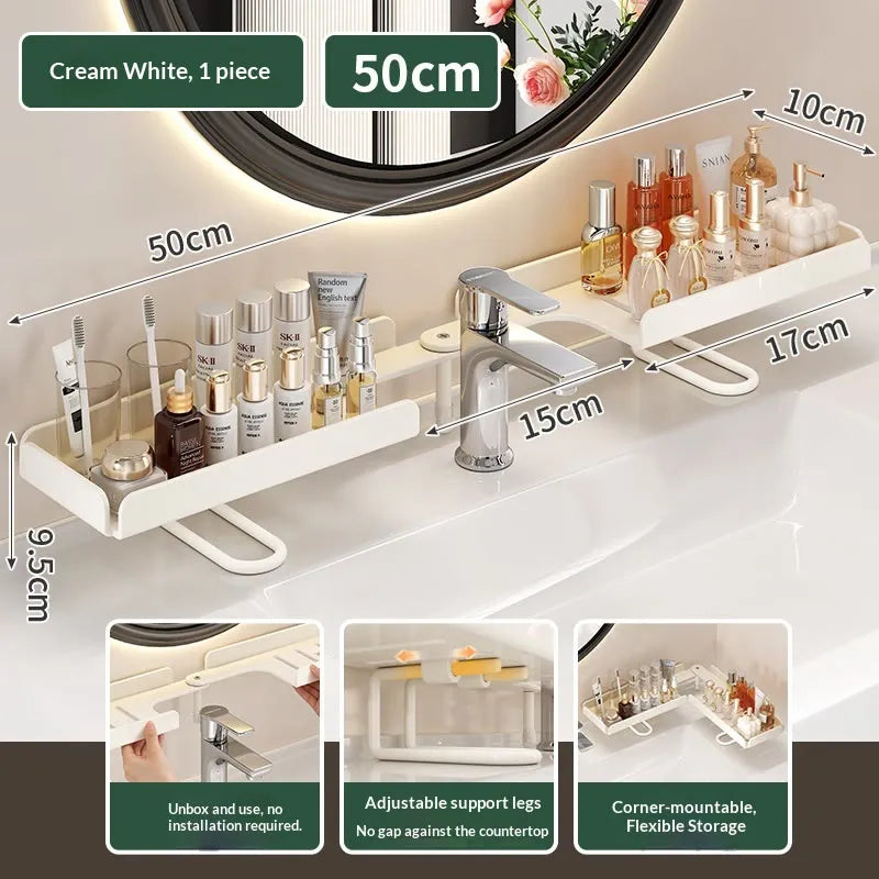 Foldable Over-Sink Organizer – No-Drill Carbon Steel Sink Storage Rack, Adjustable & Easy-Drain