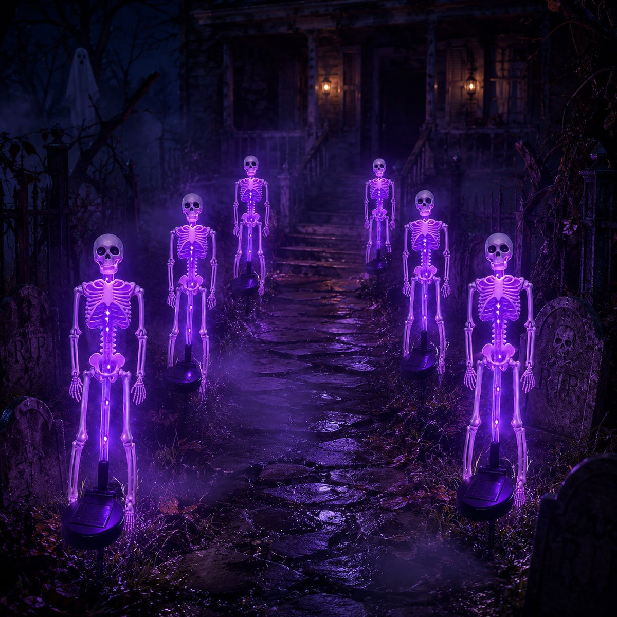 💀 Solar Purple Glow Skeleton Yard Stake