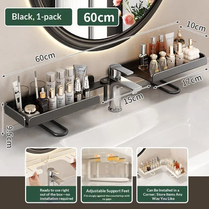 Foldable Over-Sink Organizer – No-Drill Carbon Steel Sink Storage Rack, Adjustable & Easy-Drain