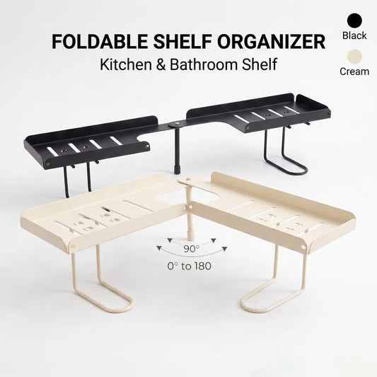 Foldable Over-Sink Organizer – No-Drill Carbon Steel Sink Storage Rack, Adjustable & Easy-Drain