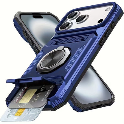 MagSafe Wallet Armor Case™ – 360° Ring Stand + Card Holder Protection