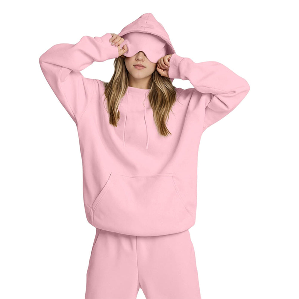 Airplane Model Travel Hoodie Eye Mask Built in Long Sleeve Oversized Sweatshirt