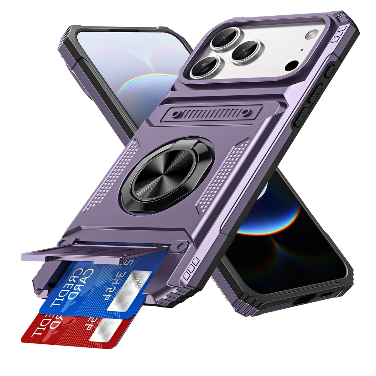 MagSafe Wallet Armor Case™ – 360° Ring Stand + Card Holder Protection