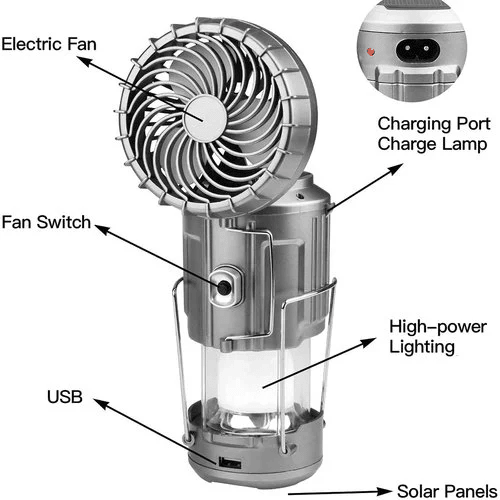 6 in 1 Portable Solar LED Camping Lantern