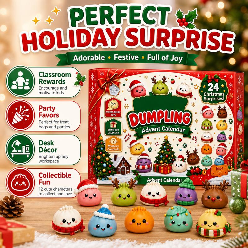 Adorable Squishy Surprise Box | Dumpling Squishy Advent 2026 Calendar -  Holiday Gift