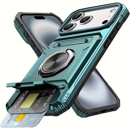 MagSafe Wallet Armor Case™ – 360° Ring Stand + Card Holder Protection