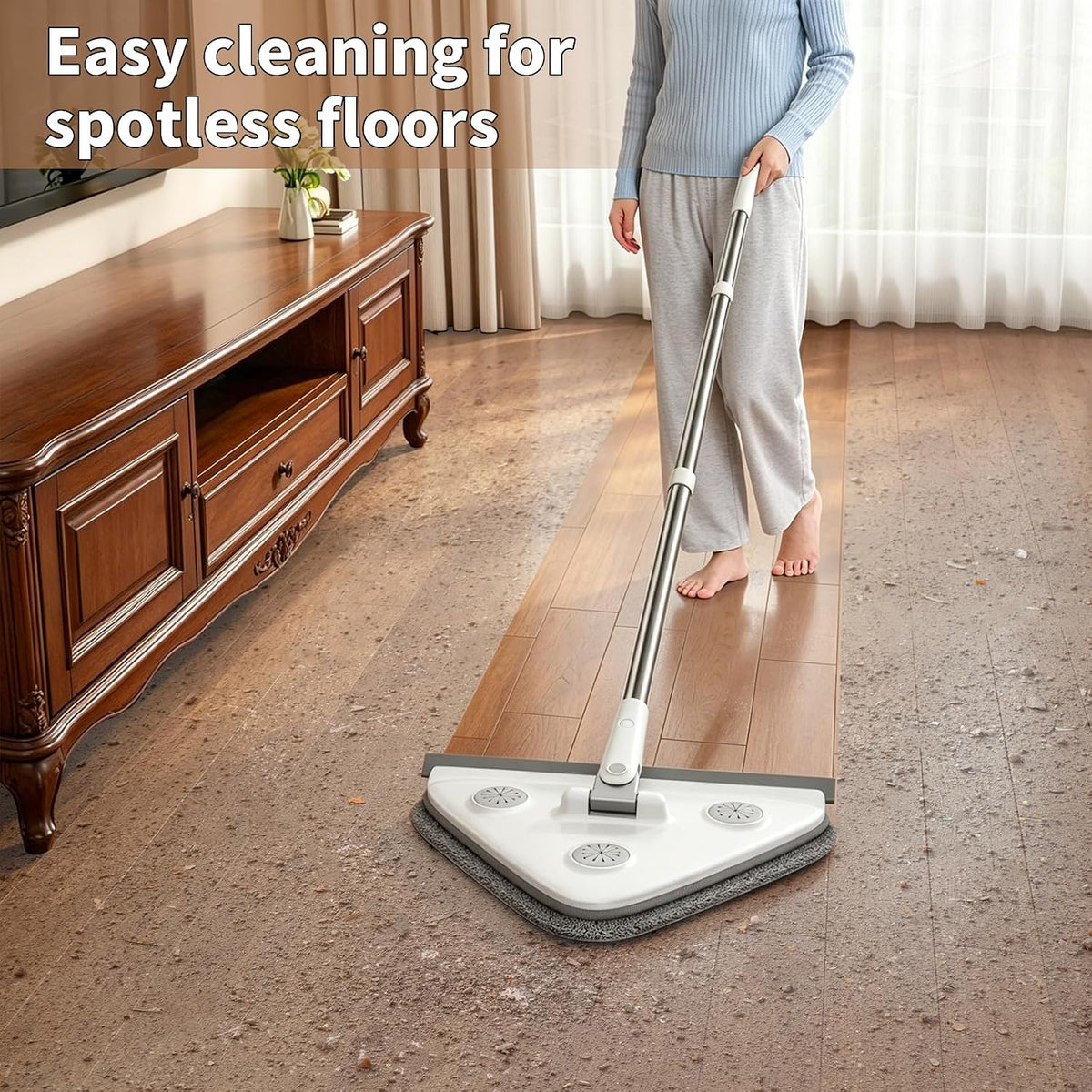 Long-handled mop, 3-in-1 wall cleaning mop with extension pole, suitable for windows, floors and cabinets.