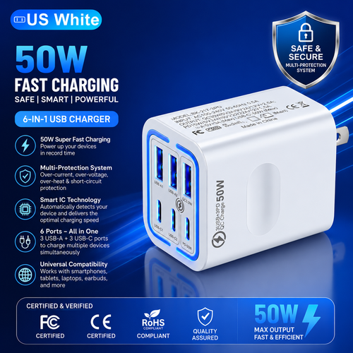 50W 6-Port Fast Charging