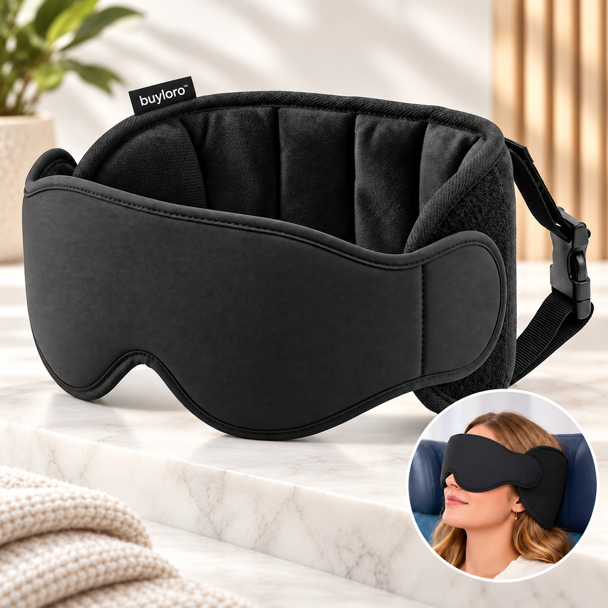 BuyLoro™ Travel Sleep Mask – Premium Airplane Sleep Support