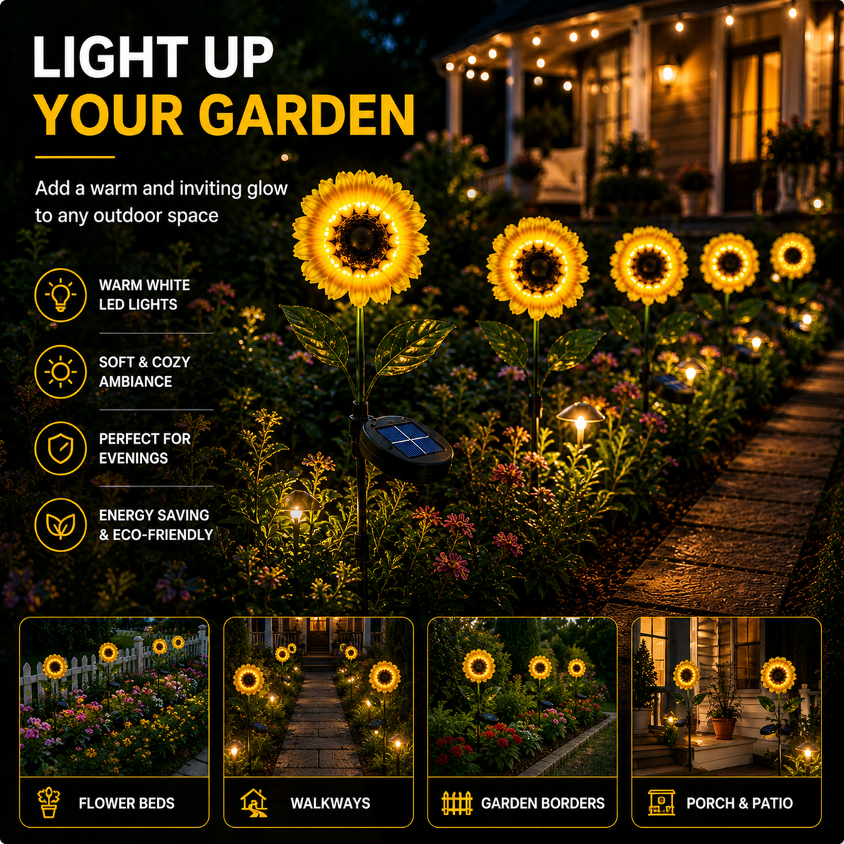 Solar Sunflower Garden Lights