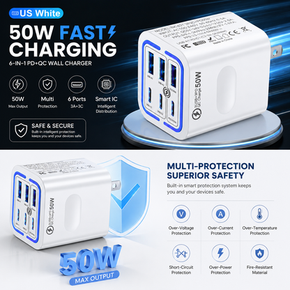 50W 6-Port Fast Charging