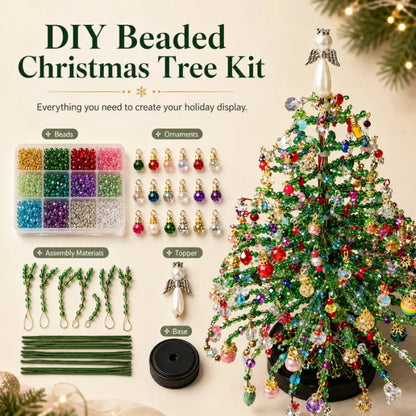 Handmade DIY Beaded Christmas Tree Making Kit, Mini Crystal Bead Christmas Tree Desktop Decor, Christmas DIY Craft Supplies, Cre