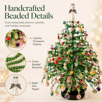 Handmade DIY Beaded Christmas Tree Making Kit, Mini Crystal Bead Christmas Tree Desktop Decor, Christmas DIY Craft Supplies, Cre