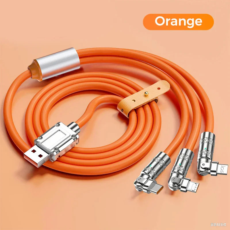 120W 3 in 1 Rotating Elbow Fast Charging Data Cable