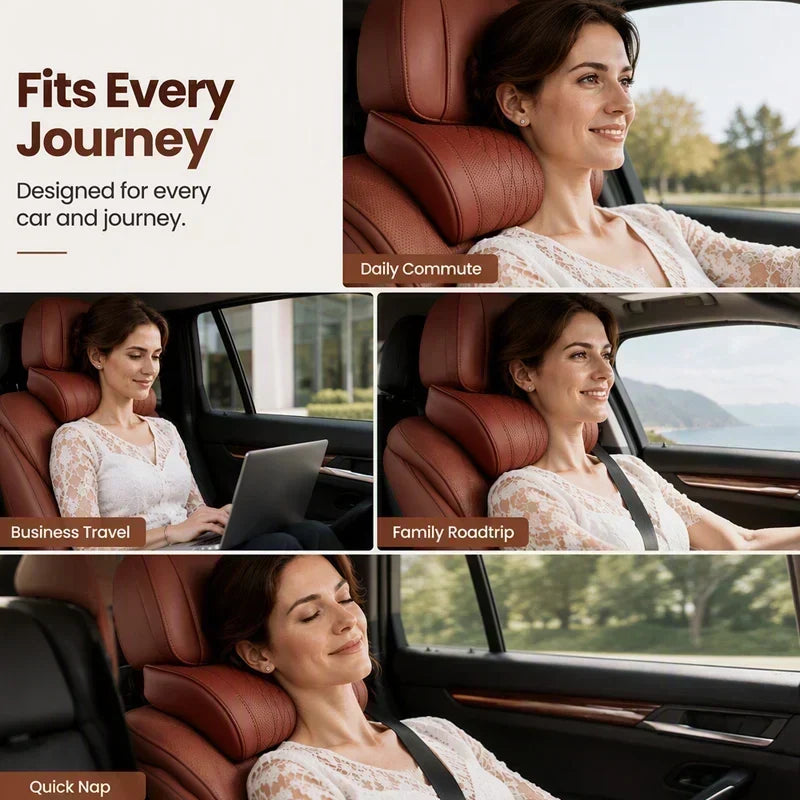 🚗💤 Relieve Driving Fatigue!🚗 Universal Memory Foam Car Headrest Neck Pillow, Ergonomic Support Auto Neck Cushion for Long Road Trips